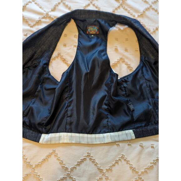 FILLMORE denim vest w pinstriped back/buckle.  Size Medium. Vintage - Picture 6 of 16